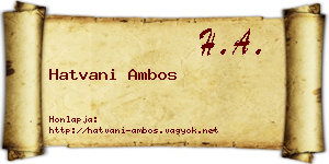 Hatvani Ambos névjegykártya